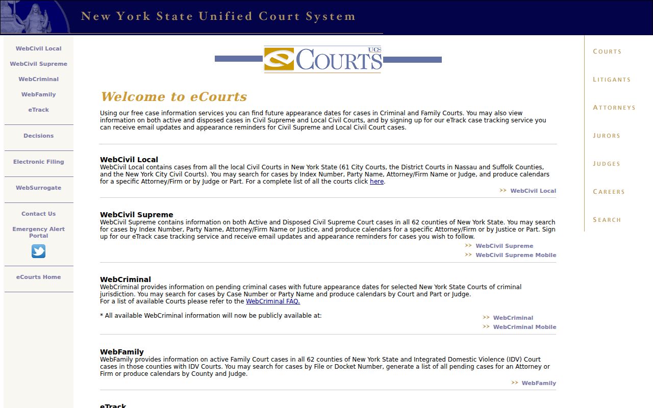 Port Chester residents directory court lookup through New York eCourts