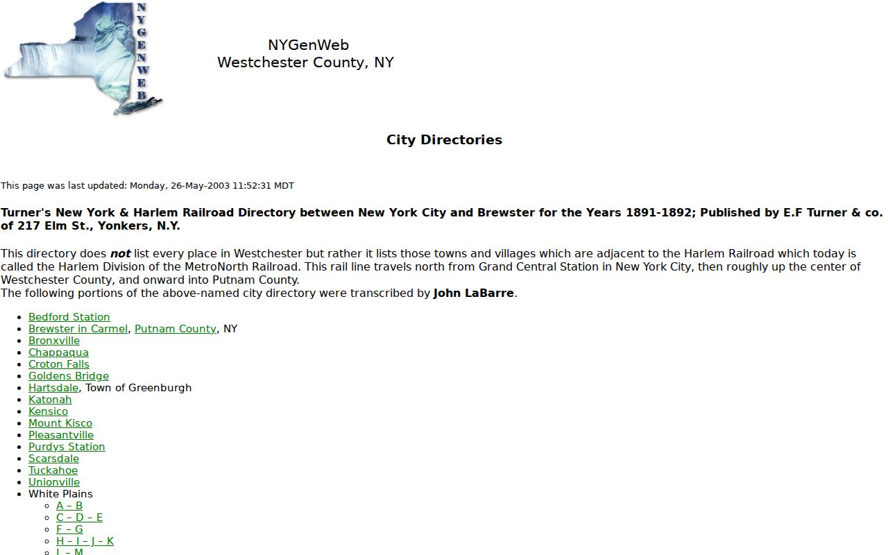 Port Chester city directory collection guide for historical research